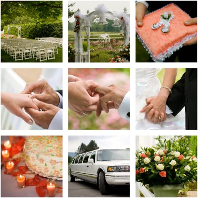 Wedding package, limos, jewellers, florists, celebrants