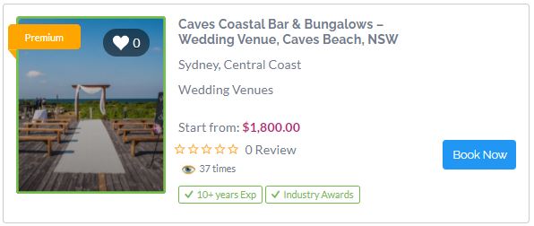 Top Hunter Valley Wedding Venues- Caves Coastal Bar & Bungalows