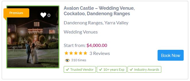 Best Wedding Venues in Dandenong Ranges - Avalon Castle