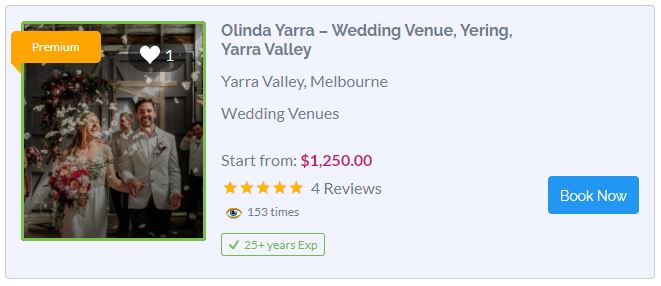 Olinda Yarra Wedding Venue Dandenong Ranges