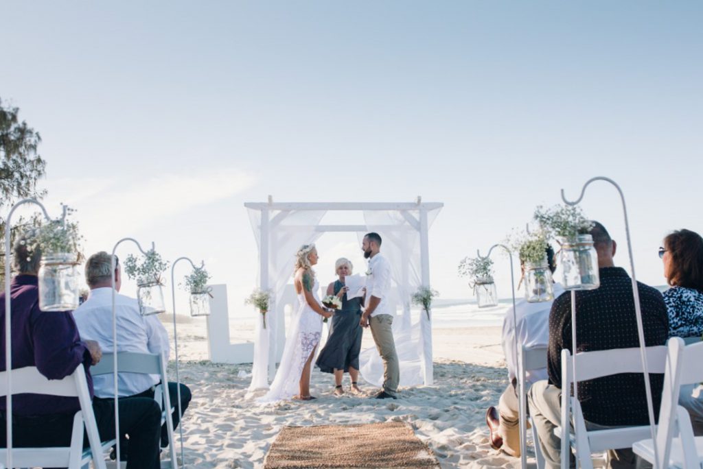 A wedding vow with beach as the backdrop