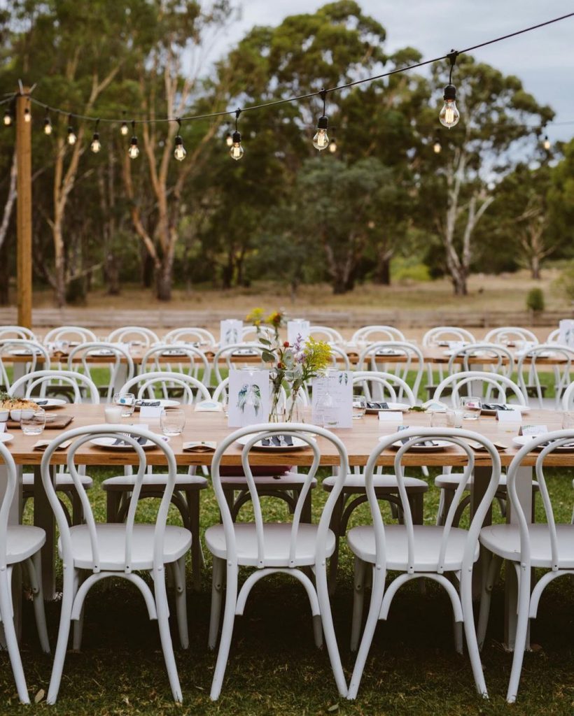 Rustic wedding set up on the garden of Emu Bottom Homestead